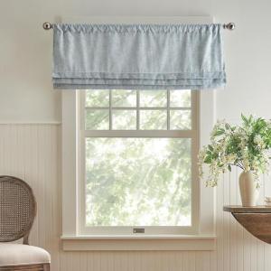 Martha Stewart Cottage Floral Jacquard Room Darkening Lined Window Curtain Valance, 50″ W x 18″ L, Light Blue(Light Blue)