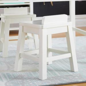 Martha Stewart Crafting 2-Piece Kids’ Stool Set – Creamy White Wooden Chairs with 15-Inch Seat Height & Anti-Tip Feature for Kids 3 & Up(Linen White)
