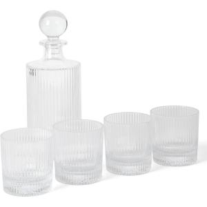 Martha Stewart Crispa 4 Piece 18 Ounce Handmade Hi Ball Glassware Set – Jade Green(Clear (Glass))