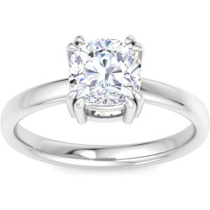 Martha Stewart Cushion Cut Lab Grown Diamond Solitaire Ring, Diamond Engagement Ring in 14 Karat Gold(white-gold)