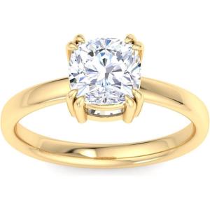 Martha Stewart Cushion Cut Lab Grown Diamond Solitaire Ring, Diamond Engagement Ring in 14 Karat Gold(yellow-gold)