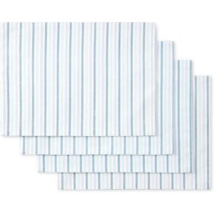 Martha Stewart Daisy Stripe Placemat Set 4-Pack, Beige/Brown, 13″x17.5″(Blue)
