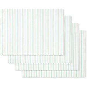 Martha Stewart Daisy Stripe Placemat Set 4-Pack, Beige/Brown, 13″x17.5″(Mint)