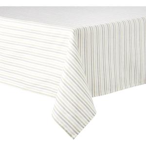 Martha Stewart Daisy Stripe Tablecloth Single Pack, Beige/Brown, 60″x84″(Linen)