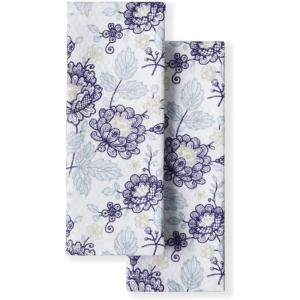 Martha Stewart Dual Purpose Kitchen Towel 2-Pack Set, Floral Vine, 16″x28″(Embellished Floral)