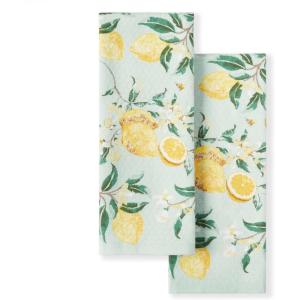 Martha Stewart Dual Purpose Kitchen Towel 2-Pack Set, Floral Vine, 16″x28″(Lemon Whimsy)