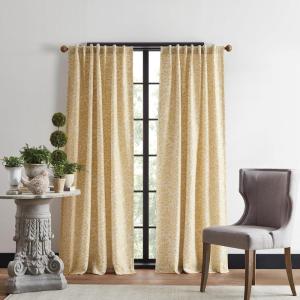Martha Stewart Elegant Curtains Light Filtering Vineyard Leaf Print Rod Pocket/Back Tab Window Curtain Panel Pair, 95″, Gold(Gold)