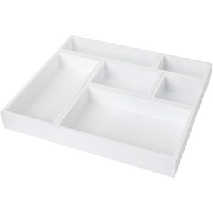 Martha Stewart Enzo Wooden Desk Drawer Organizer Set, Engineered Wood Organizers in Various Sizes, 6 Piece, White(White)