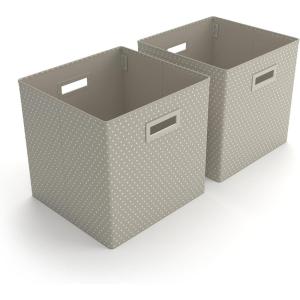 Martha Stewart Essential Collapsible Stackable Decorative Home Storage Cube Organization, Two Piece Set Includes One Storage Cube With Dividers and One Craft Cube, Bedford Floral(Cottage Dot)