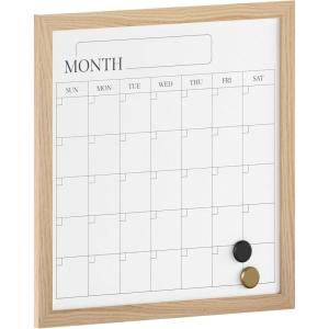 Martha Stewart Everette Magnetic Monthly Calendar Dry Erase Board with Included Dry Erase Marker and 2 Magnets, 18″ x 18″, Light Natural Woodgrain Frame(Light Natural Woodgrain)