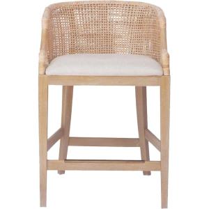 Martha Stewart Farmhouse Counter Height Bar Stools, Handcrafted Rattan Counter Height Stools, Kickplate Footrest for Kitchen Island, Upholstered, Dining Room Chairs Furniture, Home Bar – Natural Playa(Natural Whitewash)