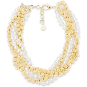 Martha Stewart Five Strand Pearl and Gold Ball Twisted Necklace In Gold For Women