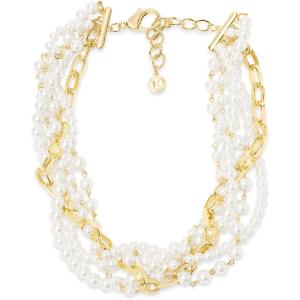 Martha Stewart Five Twisted Strand Pearl and Chain Necklace In Gold For Women