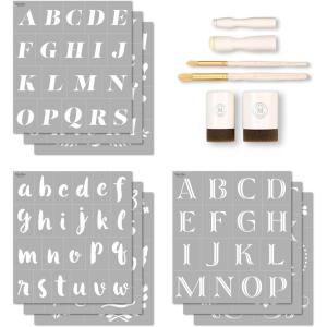 Martha Stewart, Flora and Fauna Stencils, Stamps, and Tools Kit, 13 pc(Modern Fonts)