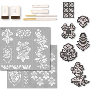 Martha Stewart, Flora and Fauna Stencils, Stamps, and Tools Kit, 13 pc(Vintage Florals)