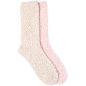 Martha Stewart Fuzzy Socks For Women – 2 Pairs – Warm And Cozy For Winter, Stocking Stuffer(Pink/Silver)