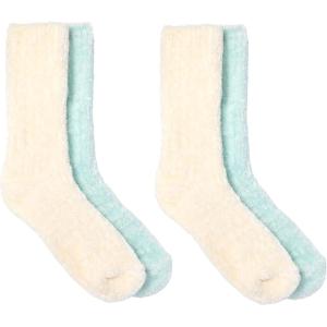 Martha Stewart Fuzzy Socks For Women, Warm And Cozy For Winter, Perfect For Home, Cable(Ivory/Cooling Blue)