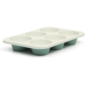 Martha Stewart Gallen 12-Cup Nonstick Carbon Steel Muffin and Cupcake Pan – Cool Grey, Durable Bakeware for Even Baking and Easy Release(Teal)