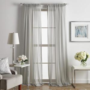 Martha Stewart Glacier Sheer Rod Pocket Window Curtain Panel Pair, 95″, White(Silver)