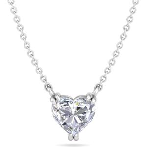 Martha Stewart Heart Shape Lab Grown Diamond Solitaire Necklace in 14 Karat Gold, Lab Grown Diamond Necklace(white-gold)