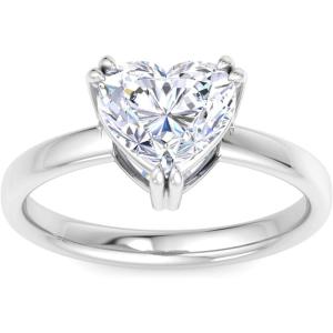 Martha Stewart Heart Shape Lab Grown Diamond Solitaire Ring, Diamond Engagement Ring in 14 Karat Gold(white-gold)