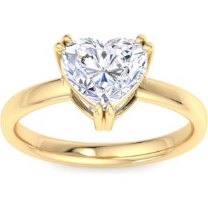 Martha Stewart Heart Shape Lab Grown Diamond Solitaire Ring, Diamond Engagement Ring in 14 Karat Gold(yellow-gold)