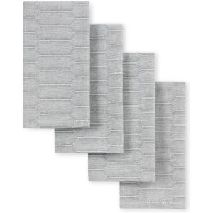 Martha Stewart Honeycomb Modern Farmhouse Napkin 4-Pack Set, Beige, 19″x19″(Charcoal Grey)