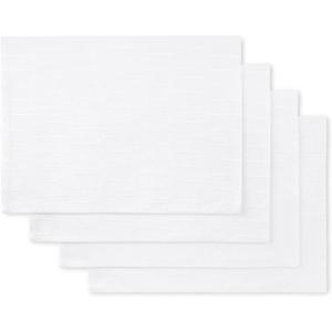 Martha Stewart Honeycomb Modern Farmhouse Reversible Placemat 4-Pack Set, White, 13″x17.5″(White)