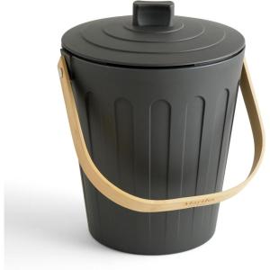 Martha Stewart Indoor Compost Bin | Countertop Composting Bucket for Kitchen | .7 Gallon Capacity | Includes Filter | Plant Based Materials | Light Blue(Charcoal Black)