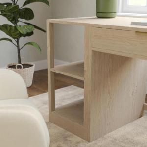 Martha Stewart Kayden Home Office Modular 2-Tier Bookshelf with Open Storage and 2 Shelves in Black(Light Natural)