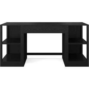 Martha Stewart Kayden Home Office Modular Desk with Drawer and Dual 2 Tier Shelves in Black with Oil Rubbed Bronze Hardware(Black)