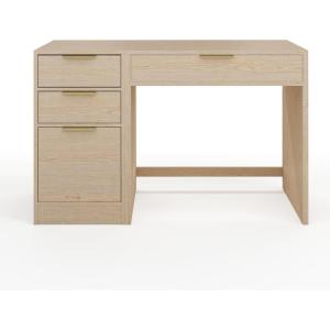 Martha Stewart Kayden Home Office Modular Desk with Drawer and Dual 3 Drawer File Cabinets in Black with Oil Rubbed Bronze Hardware(Light Natural)