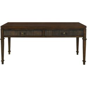 Martha Stewart Kena Hall Console Entryway with Storage Fluted Drawers, Solid Wood Legs Cottage Inspired Sofa Table, Antique Brass Knobs, Coastal Living Room Furniture, 47.5″ Wide, Brown(44″)