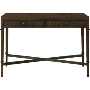 Martha Stewart Kena Hall Console Entryway with Storage Fluted Drawers, Solid Wood Legs Cottage Inspired Sofa Table, Antique Brass Knobs, Coastal Living Room Furniture, 47.5″ Wide, Brown(47.5″)