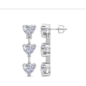 Martha Stewart Lab Grown Diamond Earrings, Heart Shape Drop Style, 14K Gold, Fine Jewelry for Women(white-gold)