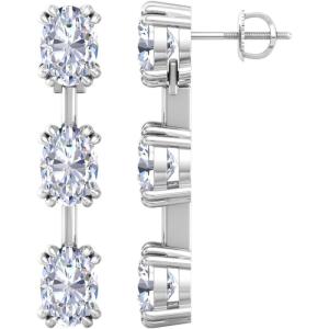 Martha Stewart Lab Grown Diamond Earrings, Oval Shape Drop Style, 14K Gold, Fine Jewelry for Women(white-gold)