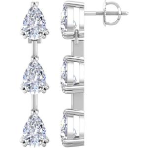 Martha Stewart Lab Grown Diamond Earrings, Pear Shape Drop Style, 14K Gold, Fine Jewelry for Women(white-gold)