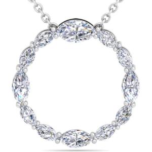 Martha Stewart Lab Grown Diamond Marquise Circle Necklace In 14 Karat Gold, Lab Grown Diamond Necklace For Women(white-gold)