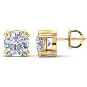 Martha Stewart Lab Grown Diamond Stud Earrings in 14 Karat Gold, Lab Grown Diamond Earrings for Women(yellow-gold)