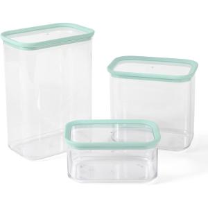 Martha Stewart Langstaff 6 Piece 92 oz, 60 oz, 26 oz Stackable Rectangular Container Set w/Martha Blue Lid(Rectangular (92oz  60oz  26oz))