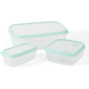 Martha Stewart Langstaff 6 Piece 92 oz, 60 oz, 26 oz Stackable Rectangular Container Set w/Martha Blue Lid(Square & Rectangular (126oz  33.3oz  16.7oz))