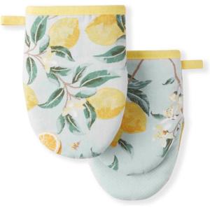 Martha Stewart Lemon Whimsy Mini Oven Mitt 2-Pack Set, Yellow, 5.5″X8″(Pot Holder)