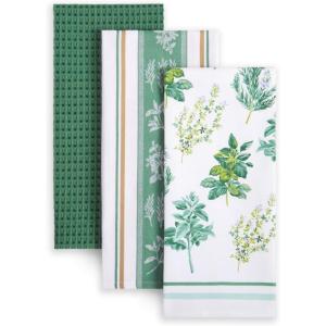 Martha Stewart Lint-Free Kitchen Towel 3-Pack Set, Herbs, 18″x28″(Herbs)