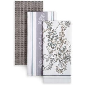 Martha Stewart Lint-Free Kitchen Towel 3-Pack Set, Herbs, 18″x28″(Iris)