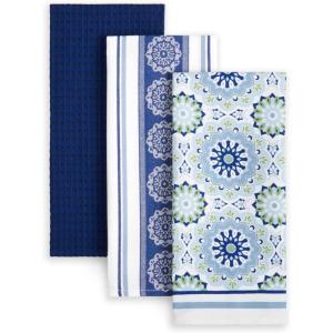 Martha Stewart Lint-Free Kitchen Towel 3-Pack Set, Herbs, 18″x28″(Medallion)