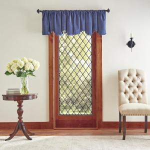 Martha Stewart Lucca Velvet Lined Scallop Window Curtain 50″ W x 18″ L, Valance, Loden Green(Navy)