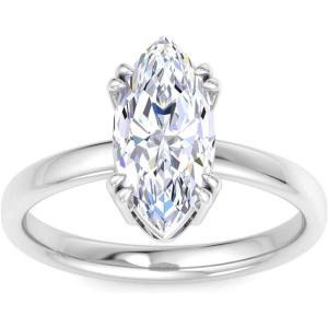 Martha Stewart Marquise Shape Lab Grown Diamond Solitaire Ring, Diamond Engagement Ring in 14 Karat Gold(white-gold)