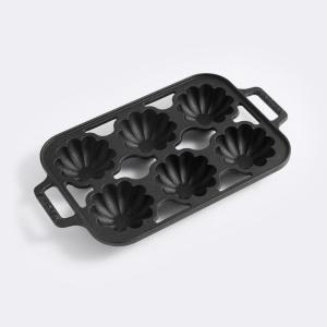 Martha Stewart Martha 6-Cup Fluted Shaped Pre-Seasoned Cast Iron Mold Pan(Black)