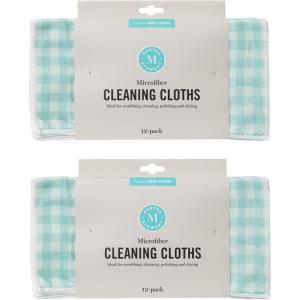 Martha Stewart Microfiber Cleaning Cloths, Ultra-Absorbent, Lint-Free Cleaning Towels for Home & Kitchen, Grey Gingham, 11 Inches, 24 Count(Teal Gingham)