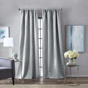Martha Stewart Milan Damask Room Darkening Lined Rod Pocket Window Curtain Single Panel, 84″, Ivory(Grey)